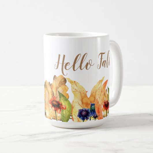 Mug Bonjour automne | Typographie | Automne Floral & F (Devant droit)