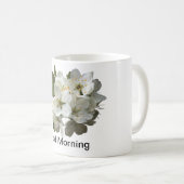 MUG "BONJOUR" AVEC LA BELLE FLEUR BLANCHE (Devant droit)