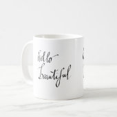 Mug Bonjour beau manuscrit simple de typographie (Devant gauche)