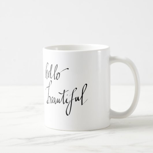 Mug Bonjour beau manuscrit simple de typographie (Droite)