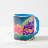 Mug Bonjour Beau Nuages Pastel (Devant droit)