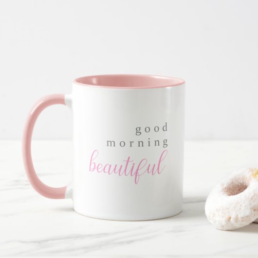 Mug bonjour beau rose pour maman (Avec donut)