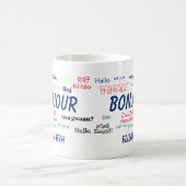 Mug Bonjour Beaucoup de langues Nom de voyage (Centre)