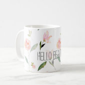 Mug Bonjour belle aquarelle florale (Devant gauche)