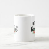Mug Bonjour belle aquarelle Rose Typographie moderne (Centre)