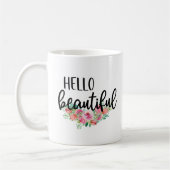 Mug Bonjour belle aquarelle Rose Typographie moderne (Gauche)