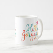 Mug Bonjour belle multicolore (Devant droit)