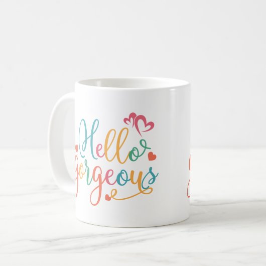 Mug Bonjour belle multicolore (Devant gauche)