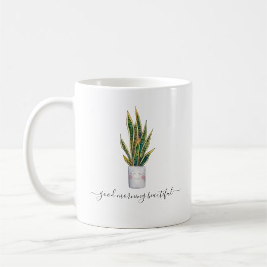Mug Bonjour Belle | Plante en pot mignonne (Gauche)