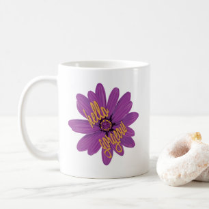 Mug Bonjour belle violet et fleur orange
