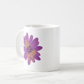 Mug Bonjour belle violet et fleur orange (Devant gauche)