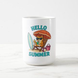 Mug Bonjour Chat d'été T-Shirt - Joli cadeau Cartoon B