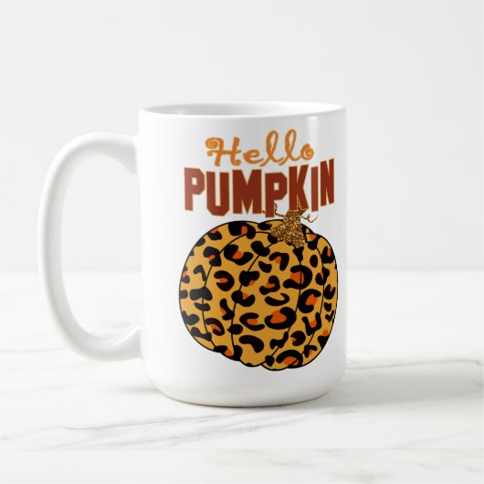 Mug Bonjour Citrouille - Automne Empreinte de léopard (Gauche)
