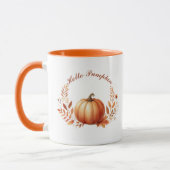 Mug Bonjour Citrouille Automne Texte Customisé (Gauche)