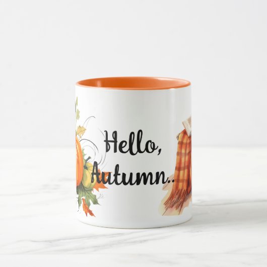 Mug Bonjour Citrouilles d'automne et panier automne (Centre)