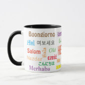 Mug Bonjour coloré dans différentes langues muet (Gauche)