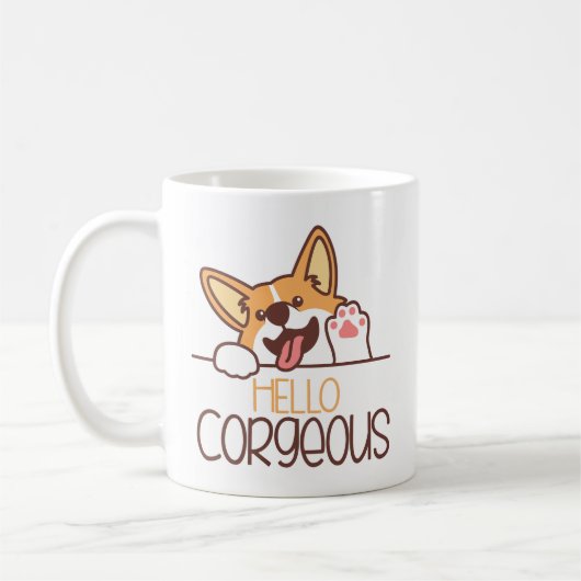 Mug Bonjour Corgi Chien (Gauche)