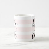Mug Bonjour Cutie Moderne Calligraphie | Bandes roses (Centre)