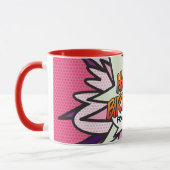 Mug BONJOUR D'ANNIVERSAIRE Fun Retro Comic Book Pink (Gauche)