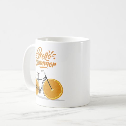 Mug Bonjour été, moto rétro drôle T-Shirt Throw Pillo (Devant gauche)