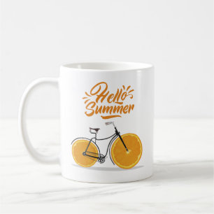 Mug Bonjour été, moto rétro drôle T-Shirt Throw Pillo