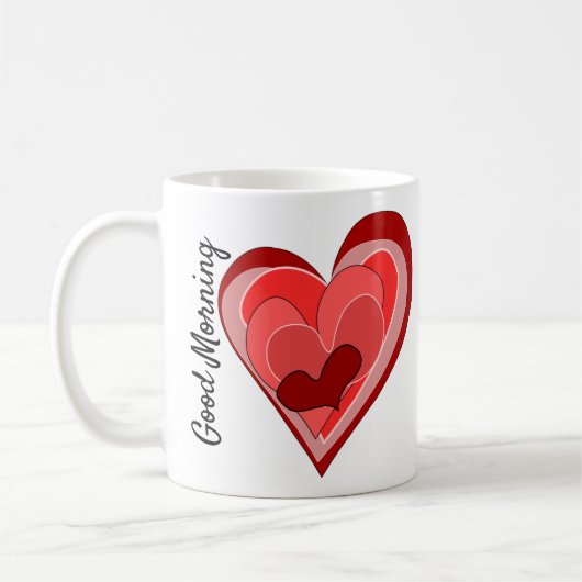 Mug Bonjour, être amoureux, profiter des coeurs de la  (Gauche)