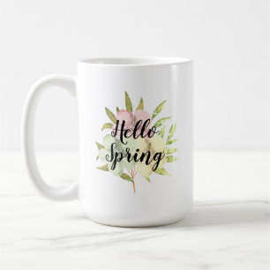Mug Bonjour fleurs aquarelles pastel de printemps