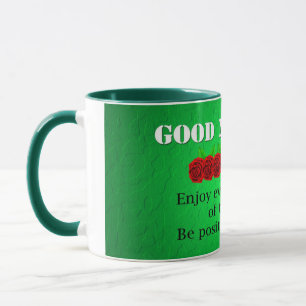 Mug Bonjour Fleurs rouges Citation de position