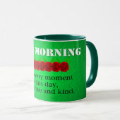 Mug Bonjour Fleurs rouges Citation de positivité (Devant droit)