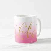 Mug Bonjour Gold Rose Confetti Ombre (Devant droit)