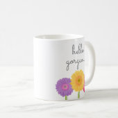 Mug Bonjour Gorgeous Gerbera Daisies Girly Chic Floral (Devant droit)