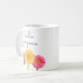 Mug Bonjour Gorgeous Gerbera Daisies Girly Chic Floral (Devant gauche)