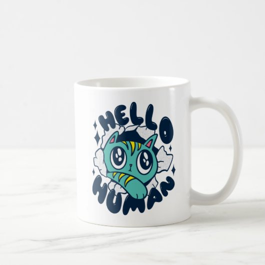 Mug Bonjour homme Cute Cat (Droite)