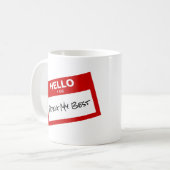 Mug 'Bonjour Je Fais Mon Meilleur' Nom Balise Drôle (Devant gauche)