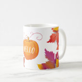 Mug Bonjour l'érable d'automne de Thanksgiving laisse (Devant droit)