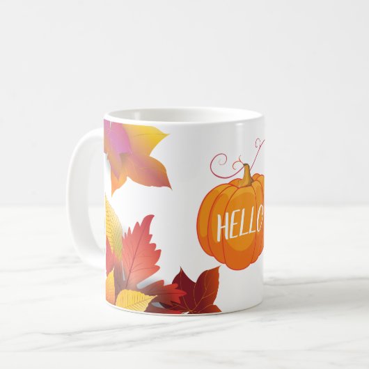 Mug Bonjour l'érable d'automne de Thanksgiving laisse (Devant gauche)