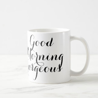 Mug Bonjour magnifique en manuscrit noir/blanc