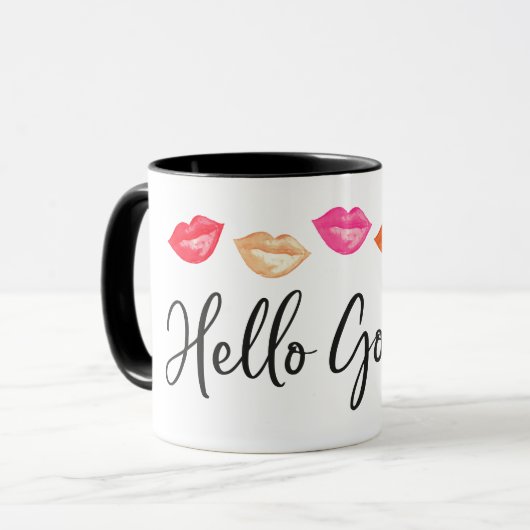 Mug Bonjour Magnifique maquillage Artiste Aquarelle Li (Devant gauche)