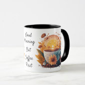 Mug Bonjour, mais café premier arrière - plan Sunrise (Devant droit)