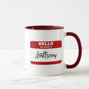 Mug Bonjour mon nom est Anthony (rouge)