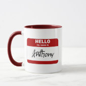 Mug Bonjour mon nom est Anthony (rouge) (Gauche)