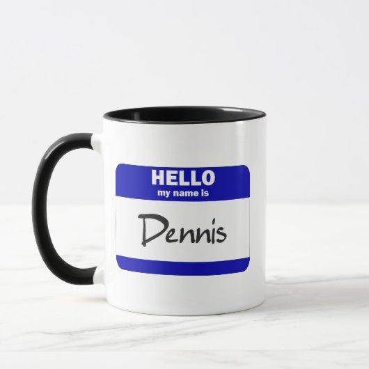 Mug Bonjour mon nom est Dennis (bleu) (Gauche)