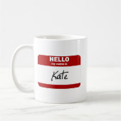 Mug Bonjour mon nom est Kate (rouge) (Gauche)
