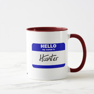 Mug Bonjour mon nom est le chasseur (bleu)
