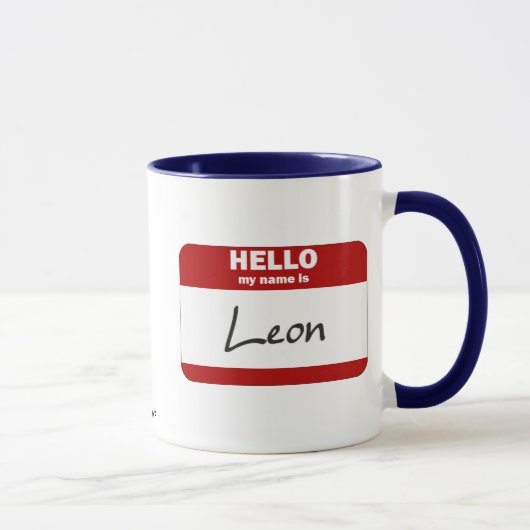 Mug Bonjour mon nom est Léon (rouge) (Droite)