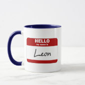 Mug Bonjour mon nom est Léon (rouge) (Gauche)
