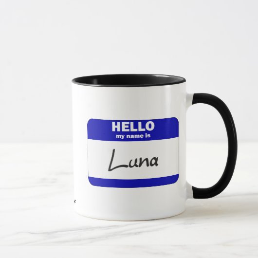 Mug Bonjour mon nom est Luna (bleu) (Droite)