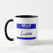 Mug Bonjour mon nom est Luna (bleu) (Gauche)