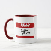 Mug Bonjour mon nom est Milton (rouge) (Gauche)