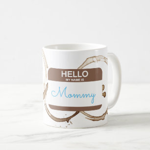 Mug Bonjour Mon nom est MOMMY Nametag Coffee Rings Boy